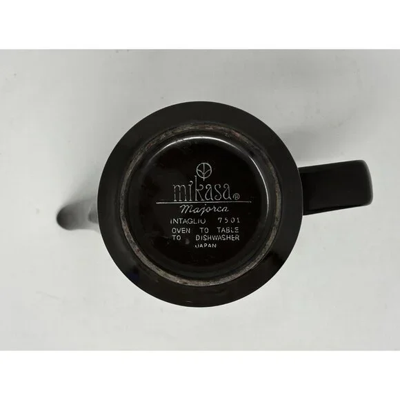 1970s MIKASA MAJORCA INTAGLIO COFFEE TEA POT w/LID 7501 Brown Stoneware Japan - Picture 9 of 12